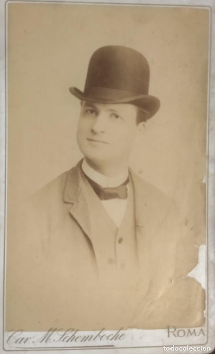 Fotograf&iacute;a antigua: foto antigua de caballero con bombin. estudios roma Schemboche