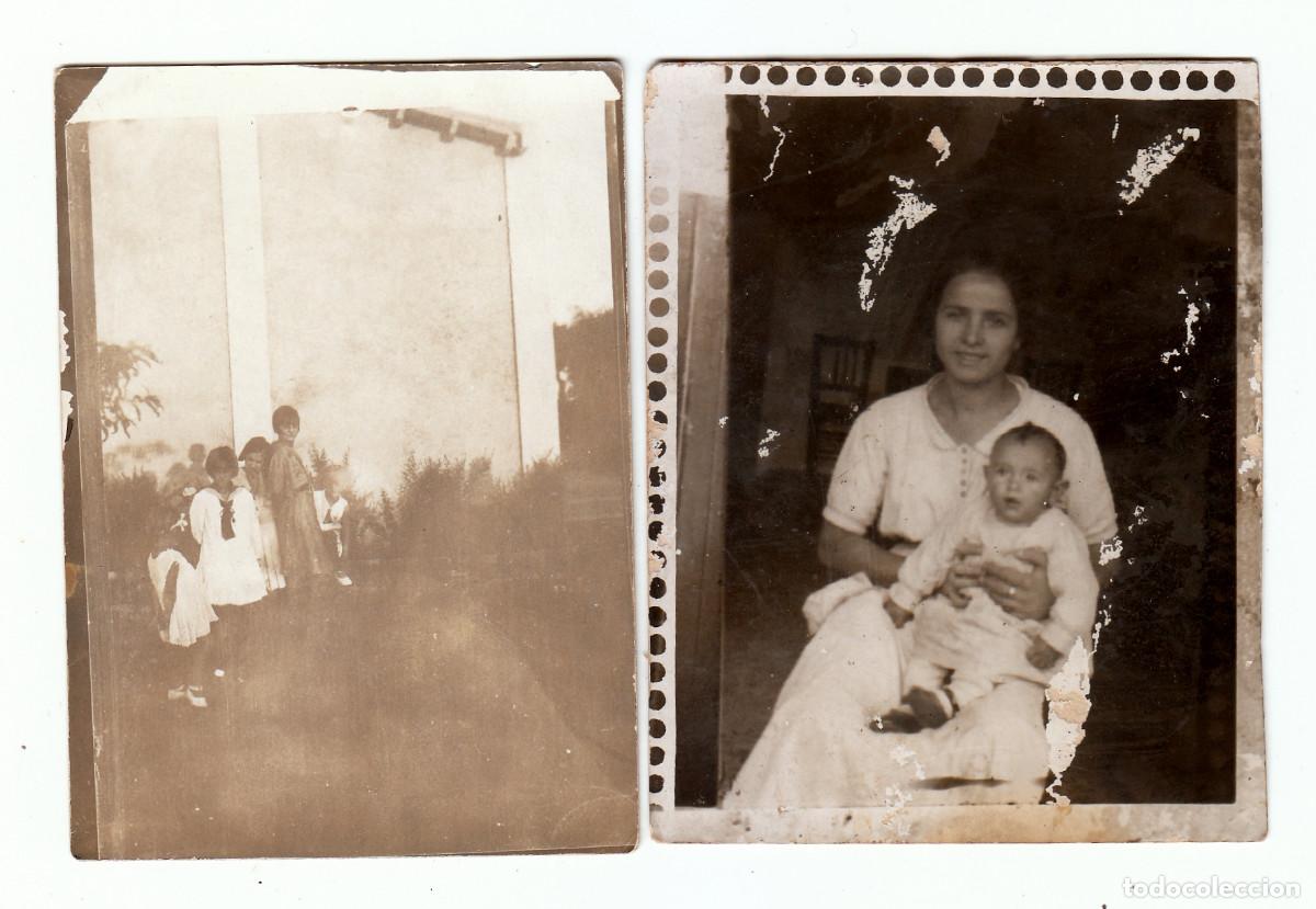 Fotograf&iacute;a antigua: 2 antiguas fotos. Ni&ntilde;os. Madre con su beb&eacute;. A&ntilde;os 20? pc