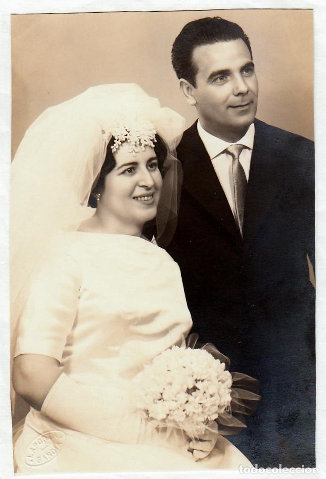 Fotograf&iacute;a antigua: Novios. Boda. Laporta, Gand&iacute;a, Valencia. A&ntilde;os 50. pc