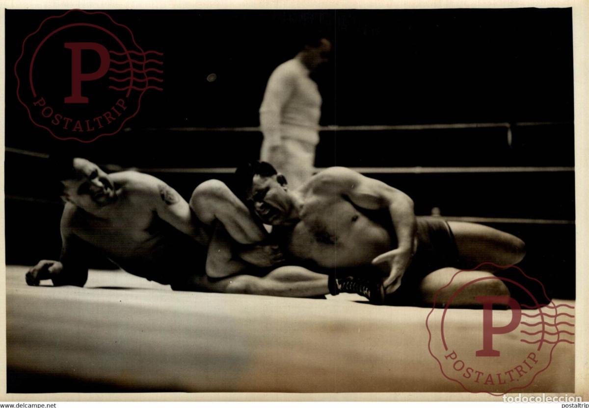 Alte Fotografie: CATCHAT DEGLANEET ESTONIEN JAN KRUMIN LUTTE WRESTLING LUCHA 18*13CM Photo Meurisse Paris collecti