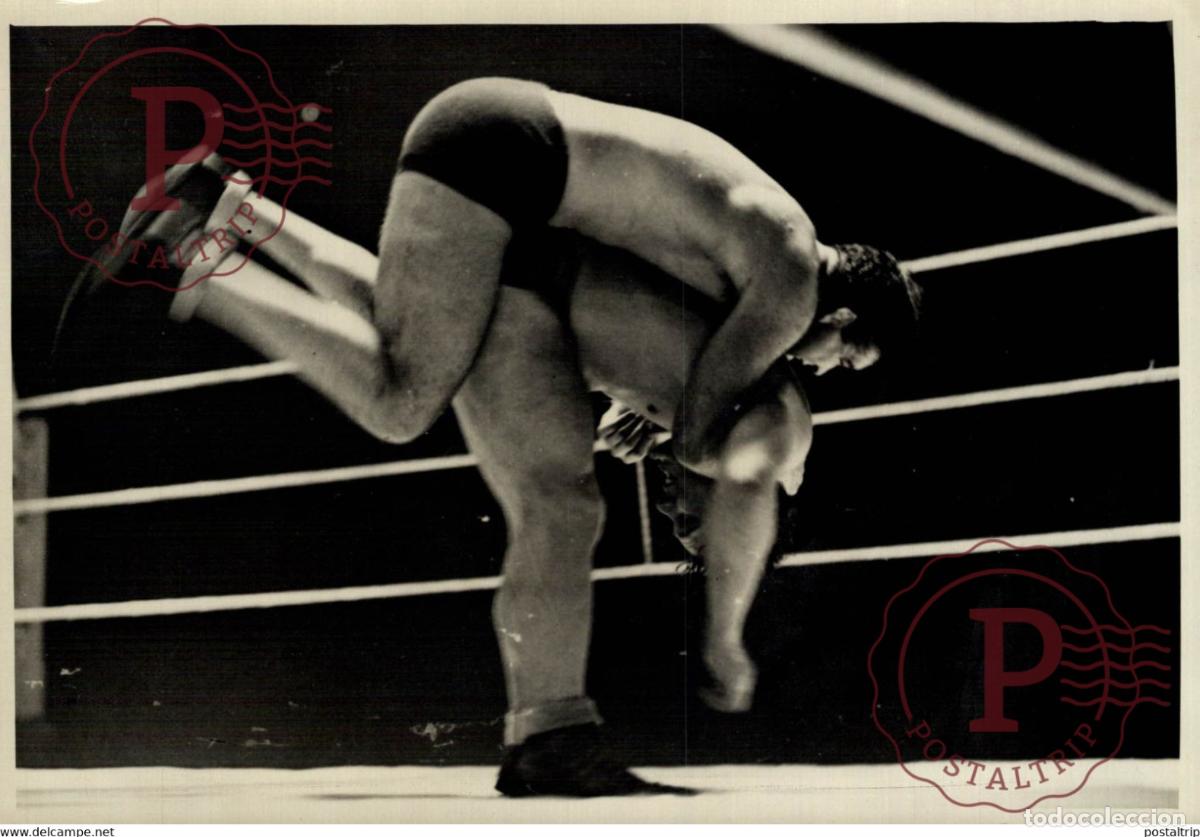 Alte Fotografie: DEGLANE CONTRE HELN PALAIS DES SPORTS LUTTE WRESTLING LUCHA 18*13CM Photo Meurisse Paris collecti
