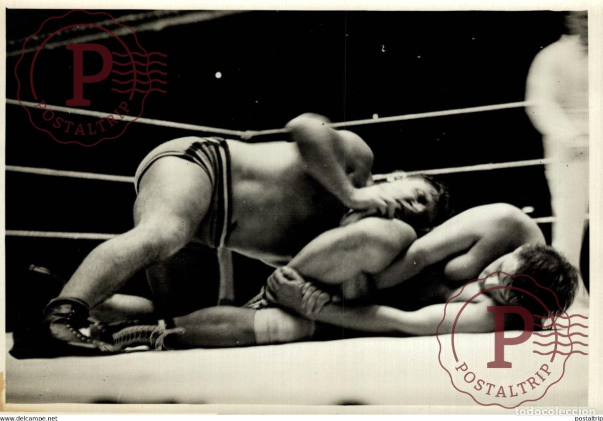 Alte Fotografie: HENRI DEGLANE LEFEVRE PALAIS DES SPORTS LUTTE LIBRE WRESTLING LUCHA 18*13CM Photo Meurisse Paris c