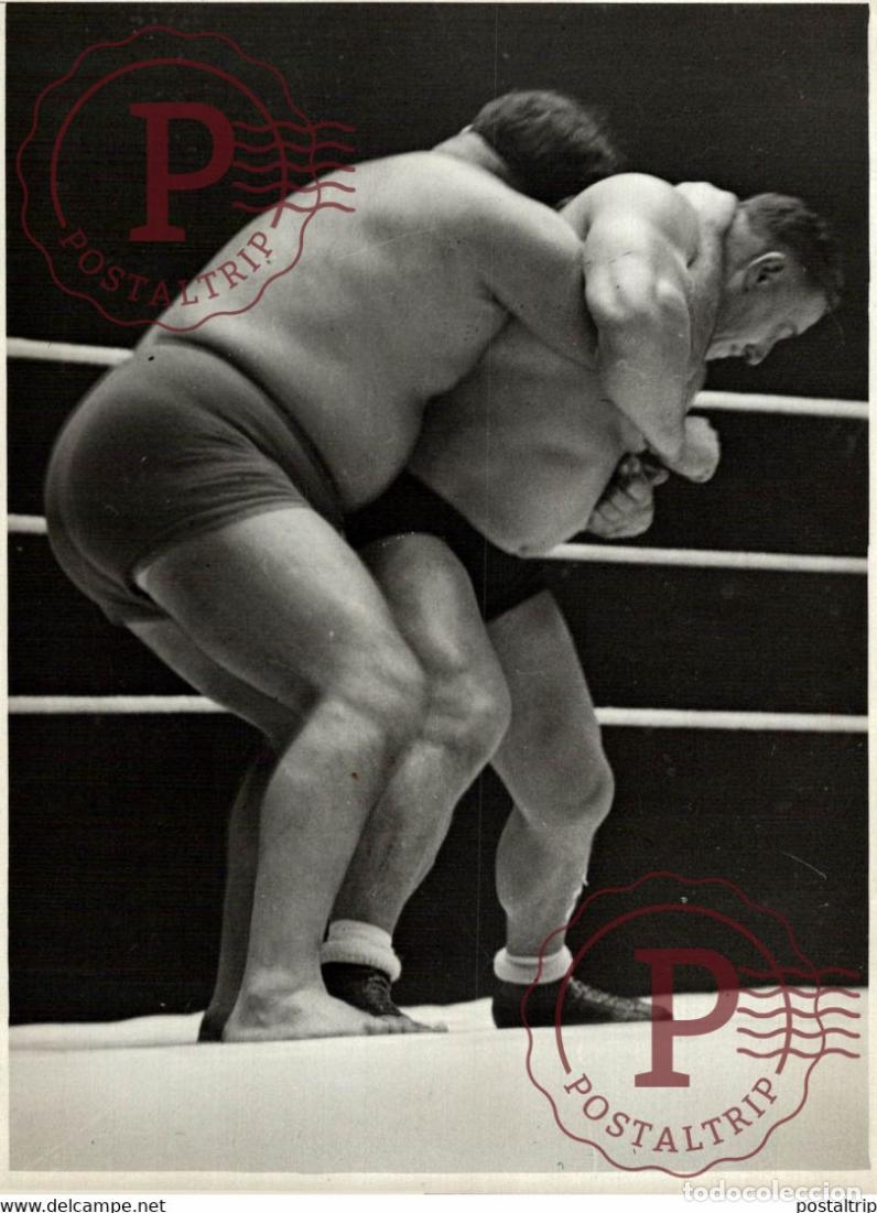Alte Fotografie: S LEWIS ET RIGOULOT PALAIS DES SPORTS LUTTE LIBRE WRESTLING LUCHA 18*13CM Photo Meurisse Paris col