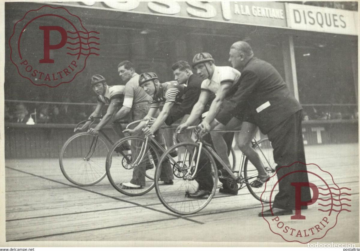 Fotograf&iacute;a antigua: DEPART PRIX FRANK KRAMER SCHERENS HONEMAN GERARDIN VELO BICI CICLISMO 18*13CM Photo Meurisse Paris c