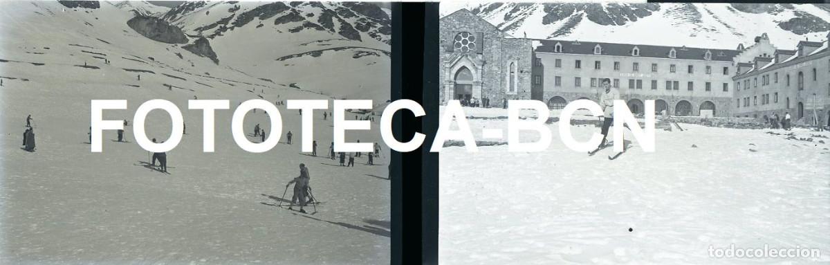 Fotograf&iacute;a antigua: LOTE 8 NEGATIVOS ACETATO VALL DE NURIA ESQUIADORES ESQUI TREN CREMALLERA ESTACION A&Ntilde;O 1946
