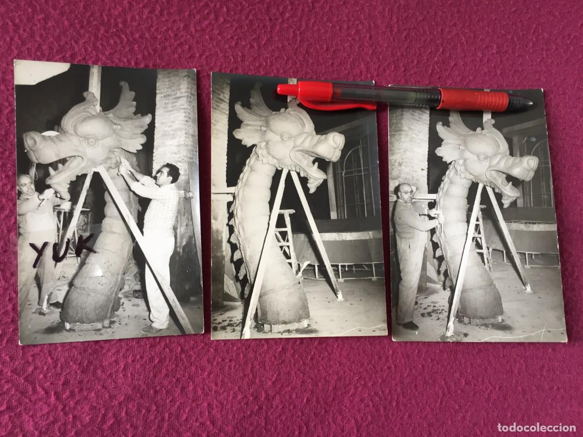 Fotograf&iacute;a antigua: 3 FOTOS DEL TALLER DE VICENTE LUNA - 1 CON VICENTE LUNA 1960 - FALLAS VALENCIA FOTOS HERMANOS BETETA