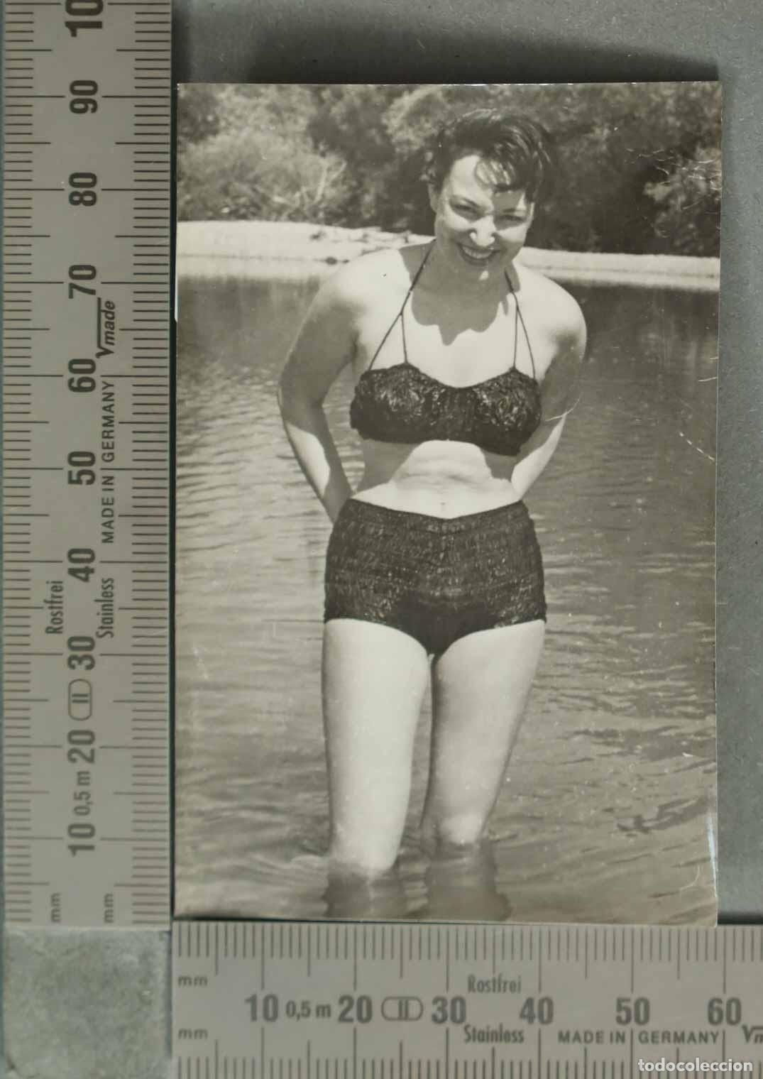 Photographie ancienne: FOTOGRAFIA. Chica joven en ba&ntilde;ador