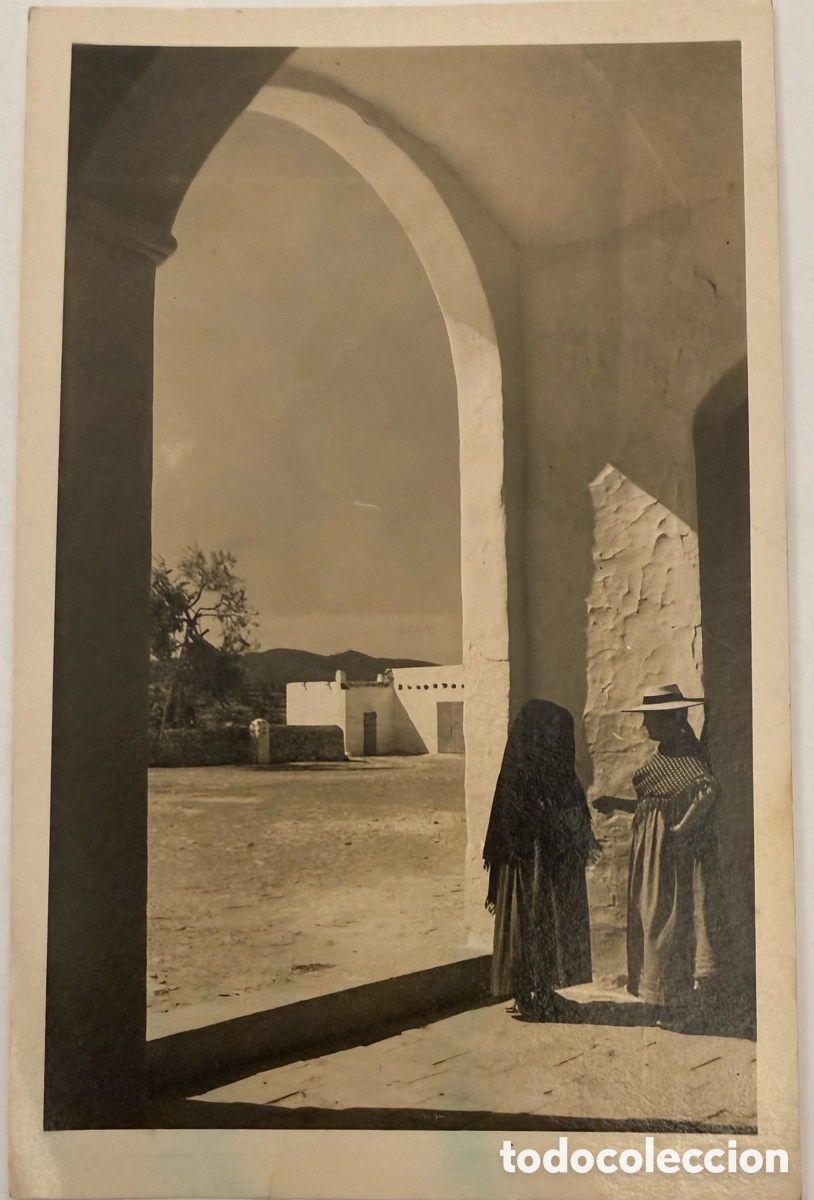 Fotografia antiga: Ibiza iglesia fotograf&iacute;a tipo postal medidas 9 x 14