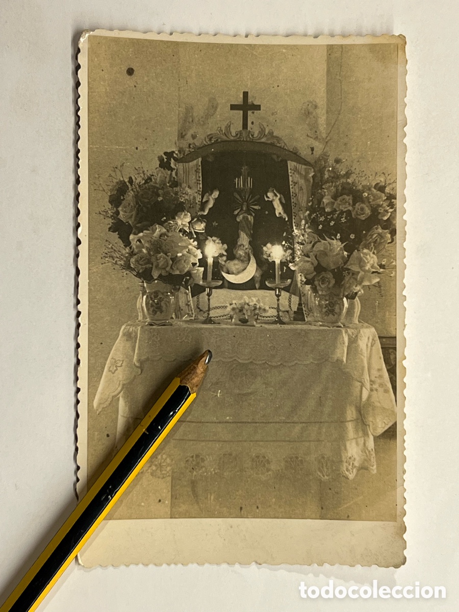 Fotograf&iacute;a antigua: MANISES (Valencia) Fotograf&iacute;a Improvisado Altar familiar a la Purisima Concepci&oacute;n.. (a.1949)