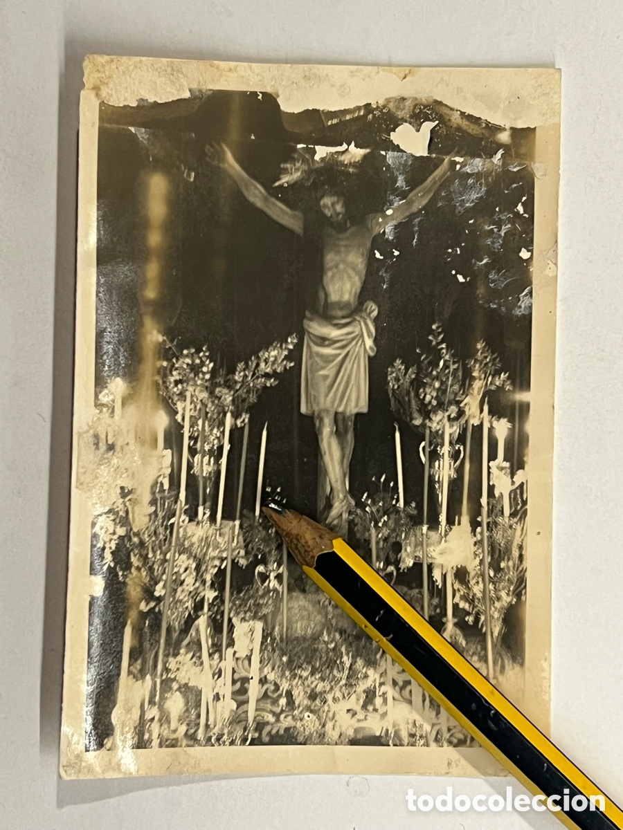 Fotograf&iacute;a antigua: SANT&Iacute;SIMO CRISTO DEL GRAO. Semana Santa Marinera.. aclamado por gentes del barrio (a.1958)