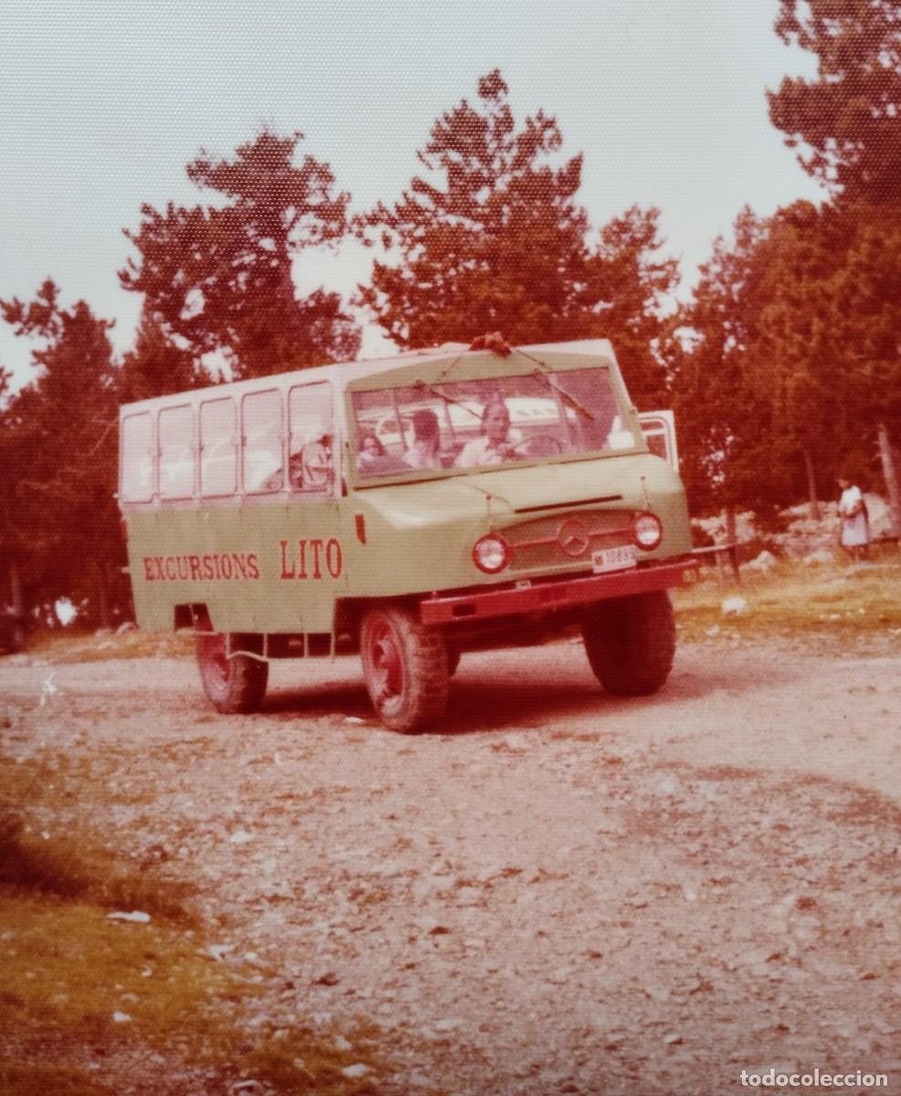 Fotograf&iacute;a antigua: Fotograf&iacute;a de transporte o autob&uacute;s Mercedes Unimog de Excursiones Lito de Andorra, a&ntilde;os 70