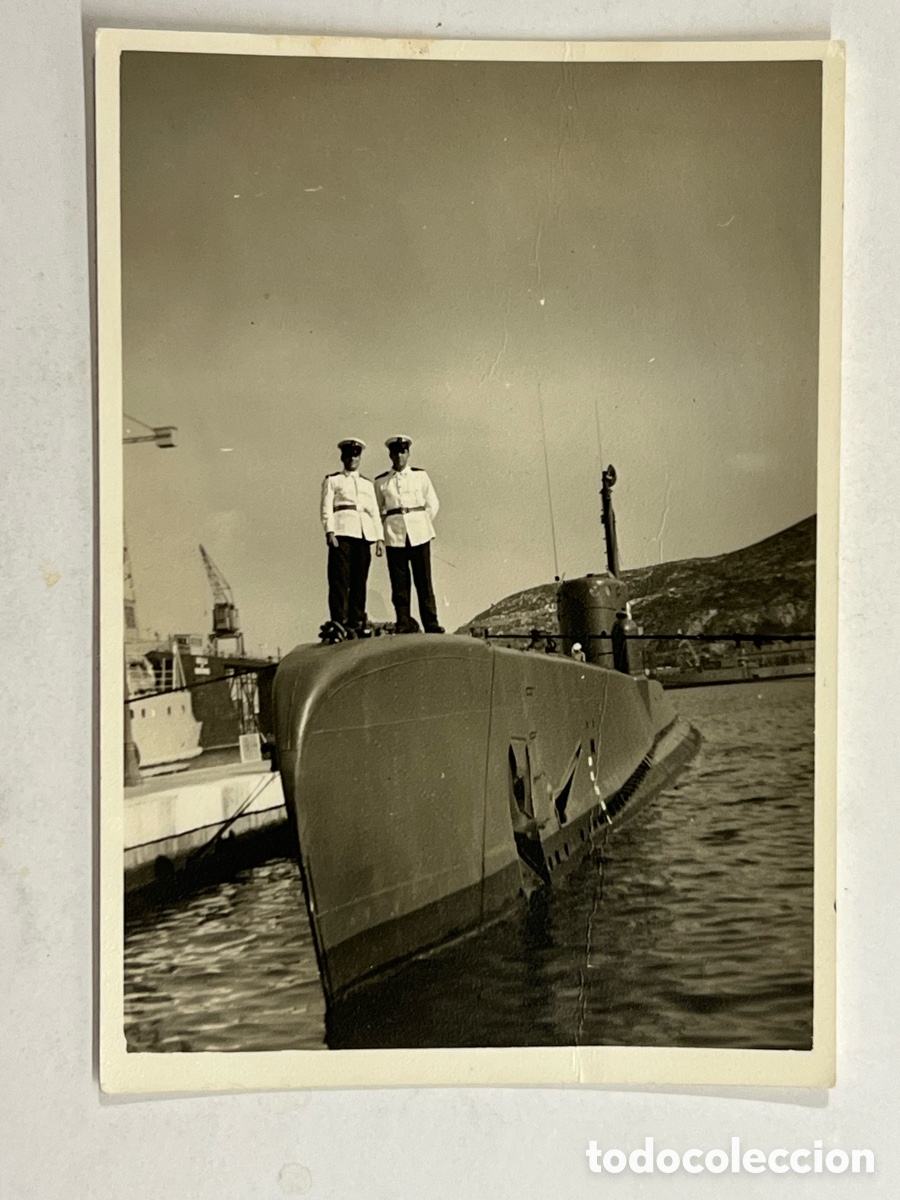Fotografia antica: CARTAGENA.. fotograf&iacute;a de un Submarino (h.1960?) Medidas: 7,5 x 10,5 cm.