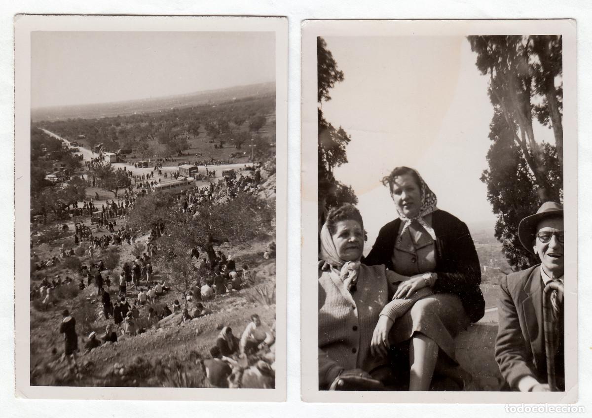 Fotograf&iacute;a antigua: 2 fotos. Romer&iacute;a. Fiesta. Excursi&oacute;n en autob&uacute;s, coches antiguos, cami&oacute;n. A&ntilde;os 50 pc