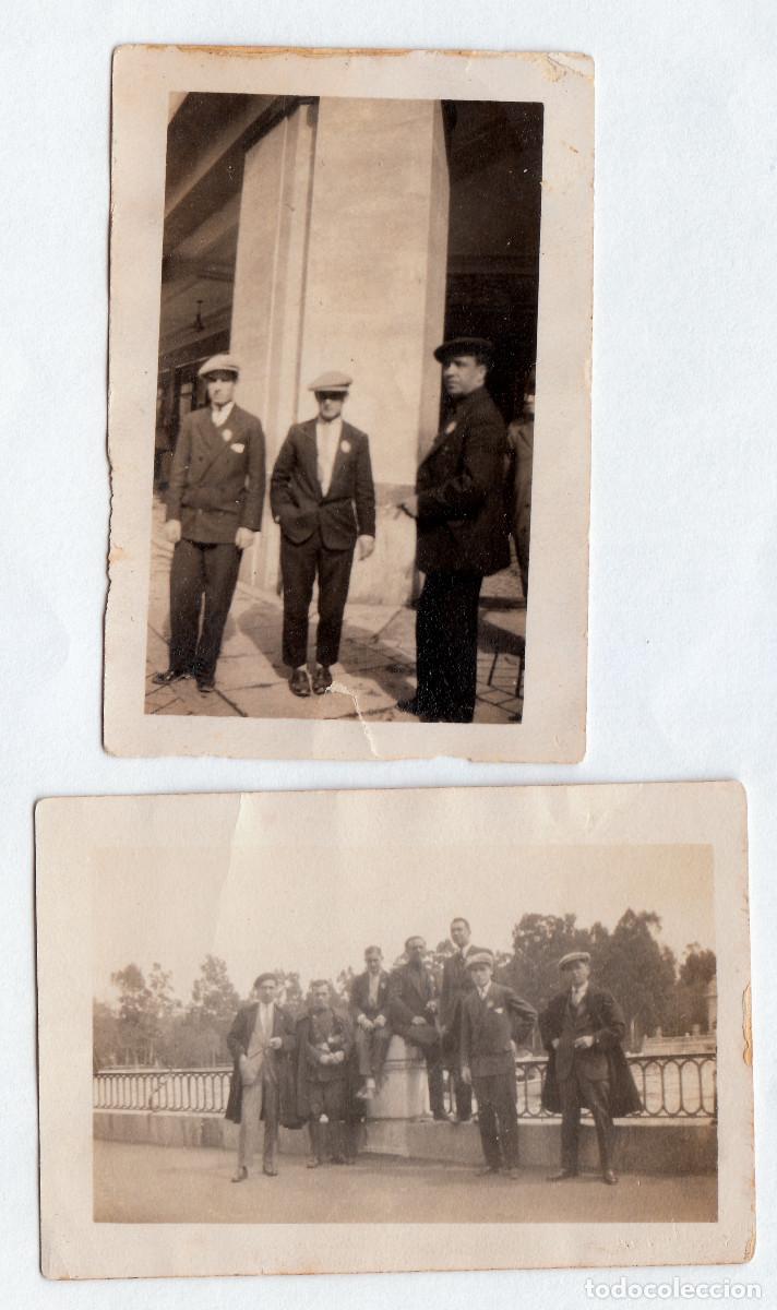 Fotograf&iacute;a antigua: 2 antiguas fotos. Caballeros, militar. Parque Retiro, Madrid. A&ntilde;os 20 pc