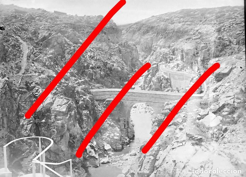 Fotografia antica: Canal de Isabel II Presa del Villar en Manjir&oacute;n Madrid - Negativo de Cristal - Fotografia Antigua