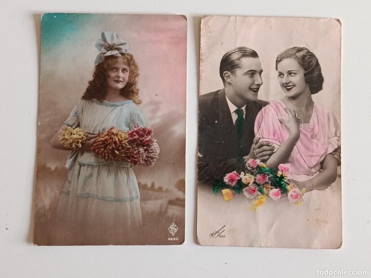Fotografia antiga: DOS POSTALES ROM&Aacute;NTICAS. ESCRITAS