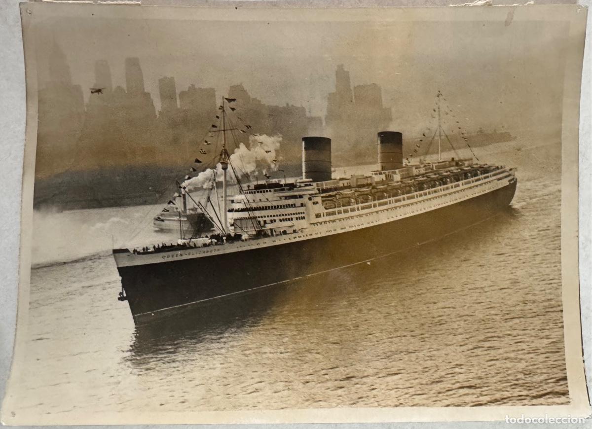 Alte Fotografie: FOTOGRAF&Iacute;A TRANSATL&Aacute;NTICO QUEEN ELIZABETH -LLEGADA A NEW YORK - INTERNATIONAL NEWS PHOTOS - A&Ntilde;O 1946