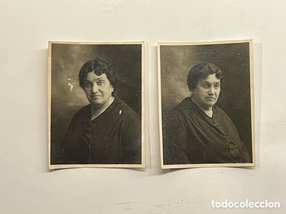 Fotografia antiga: FOTOMATON (2) Fotograf&iacute;as Se&ntilde;ora de perfil con semblante de enfado.. (h.1920?) Med&iacute;das: 5 x 6,5