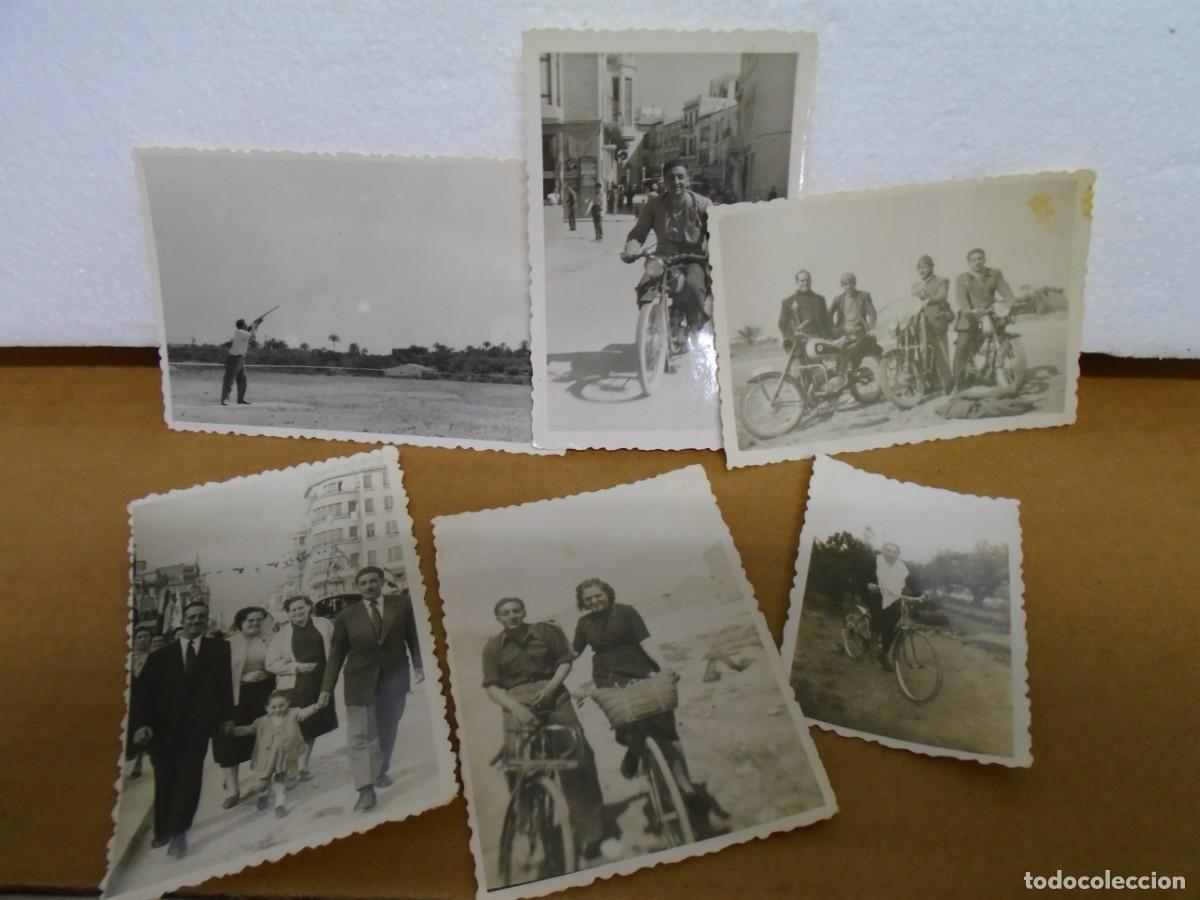 Fotograf&iacute;a antigua: ELCHE(ALICANTE)LOTE DE 6 ANTIGUAS FOTOS CON MOTOS,BICICLETAS,ETC..A&Ntilde;OS 40/50.