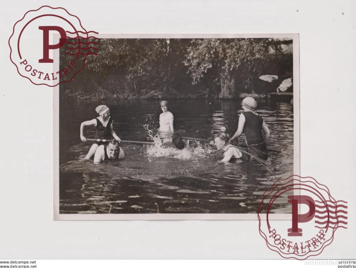 Alte Fotografie: RIVER WARFARE 2 BATHING GIRLS 20*15CM Fonds Victor FORBIN 1864-1947