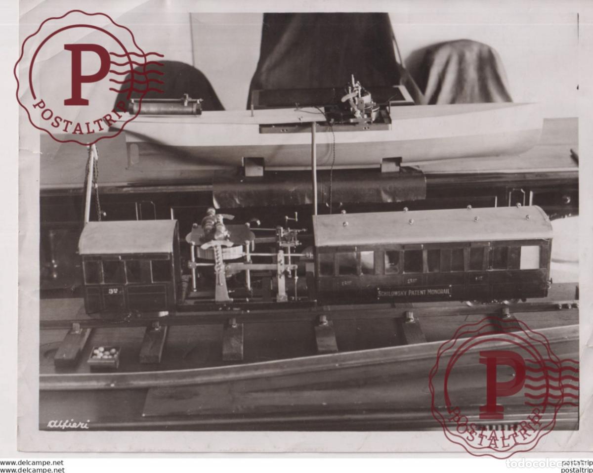 Antique Photography: SCHILOWSKY PATENT MONORAIL THE GYROSCOPE RAILWAY CHEMIN DE FER 25*20CM Fonds Victor FORBIN 1864-194