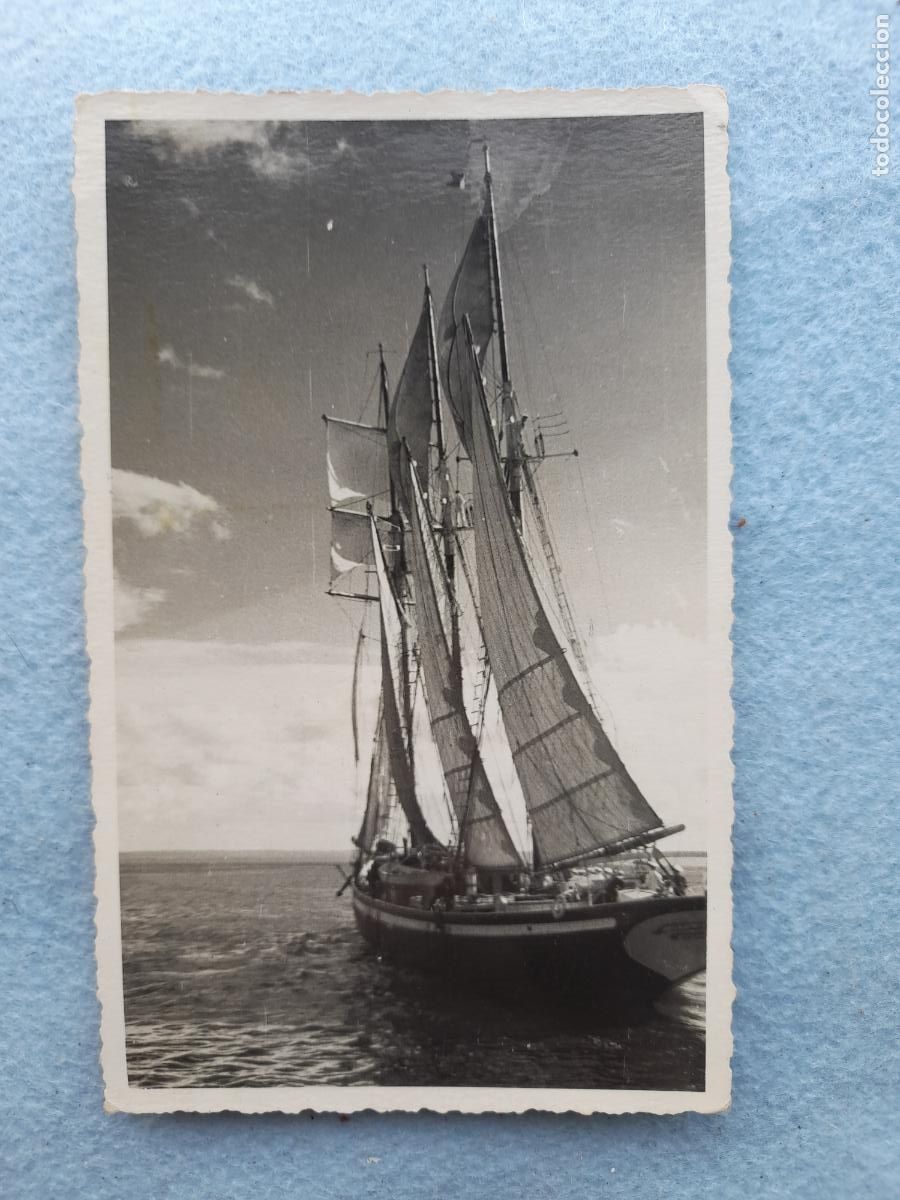 Photographie ancienne: Fotograf&iacute;a antigua de barco velero. Palma de Mallorca. Diciembre de 1949.