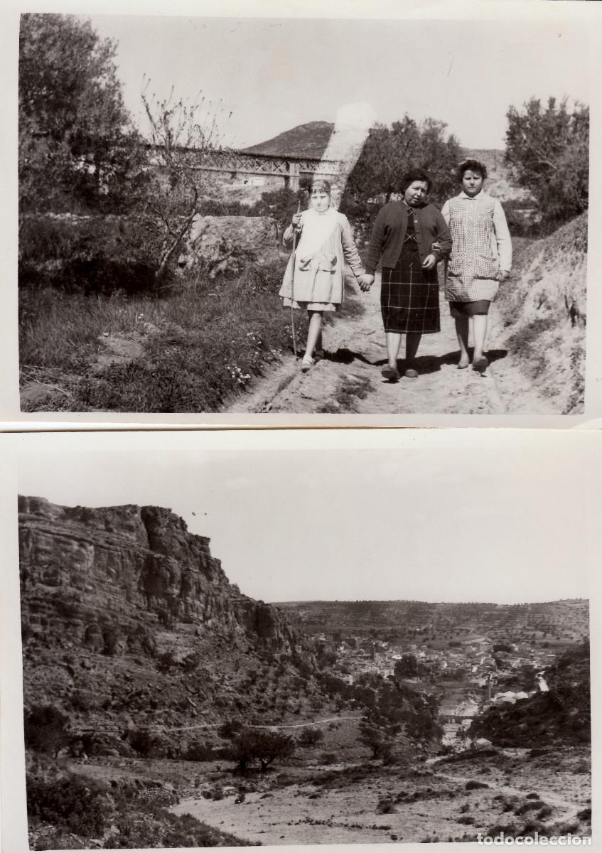Fotograf&iacute;a antigua: 2 bonitas fotos. Puente del Ferrocarril, tren, del Roquillo, Bu&ntilde;ol, Valencia. A&ntilde;os 60 pc