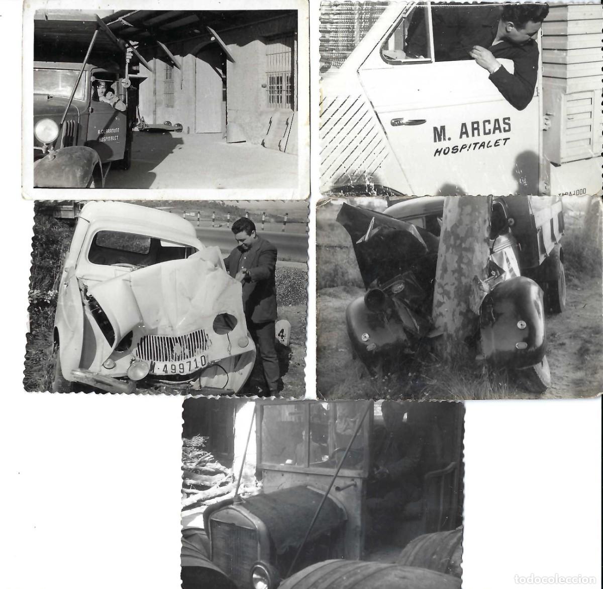 Fotograf&iacute;a antigua: LOTE DE 5 FOTOS- TALLERES ARCAS Y CLARAMUNT. HOSPITALET. ACCIDENTES COCHES. A&Ntilde;OS 70