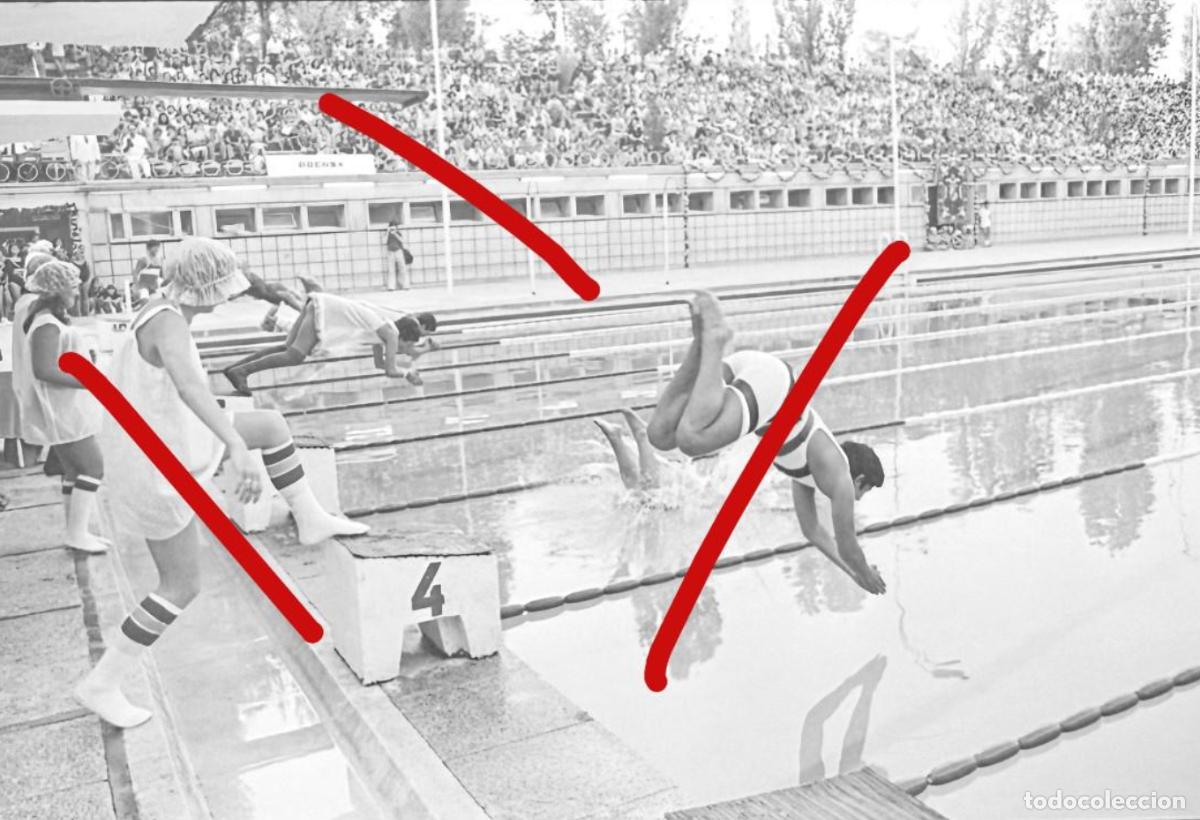 Photographie ancienne: Madrid, Piscina Municipal El Lago &ndash; Actividad infantil a&ntilde;os 60/70 &ndash; Negativo original 35 mm Natacion