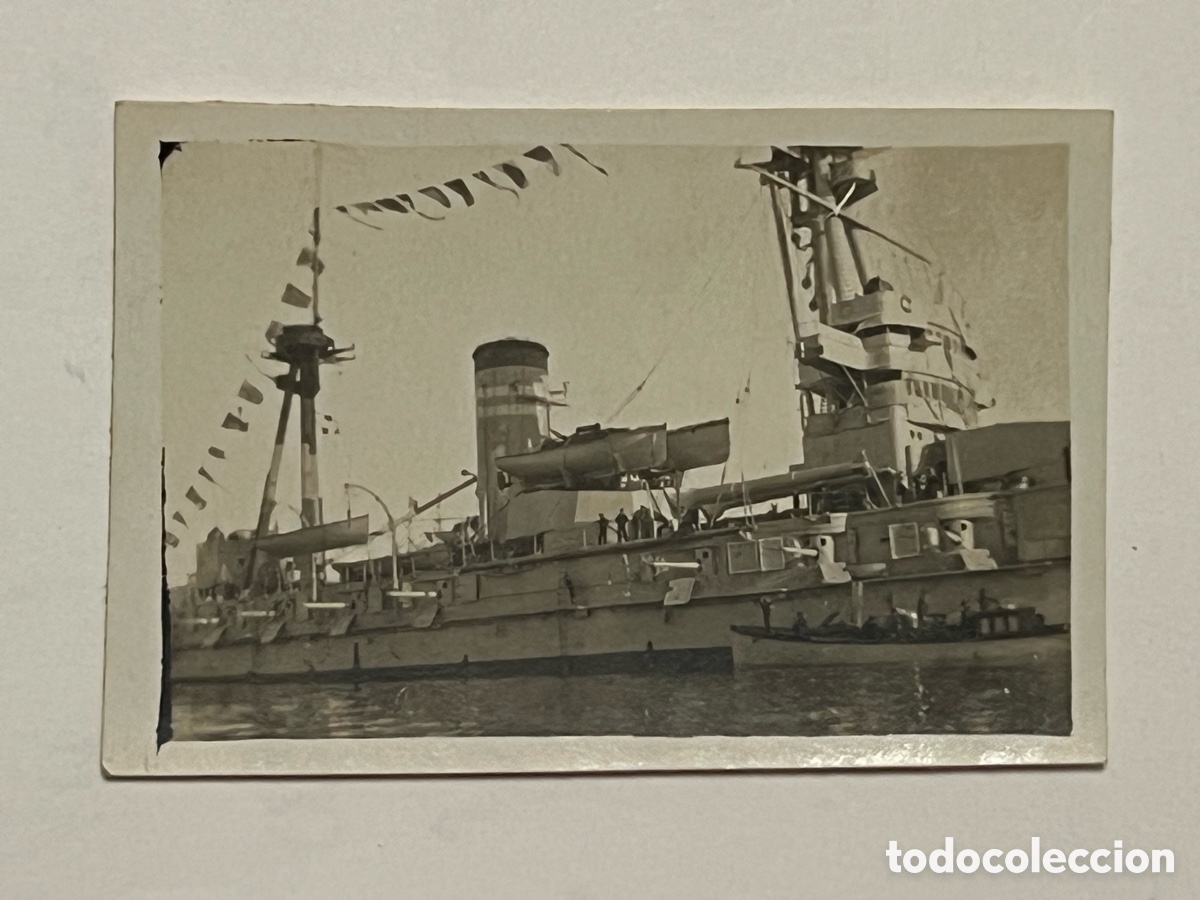 Photographie ancienne: BARCOS.. Acorazado espa&ntilde;ol Jaime I ?? Guerra del Rif.. (h.1924?)