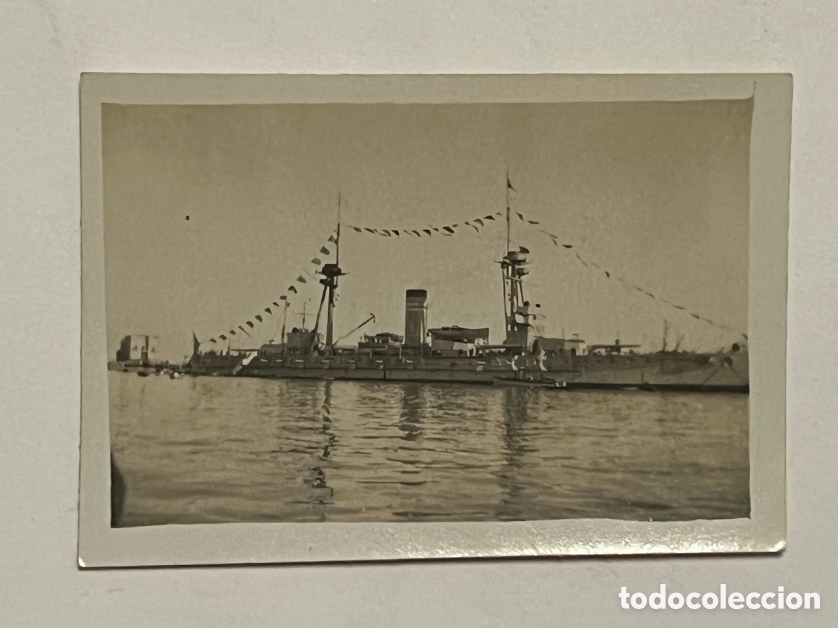 Photographie ancienne: BARCOS.. Acorazado espa&ntilde;ol Jaime I ?? Guerra del Rif.. (h.1924?)