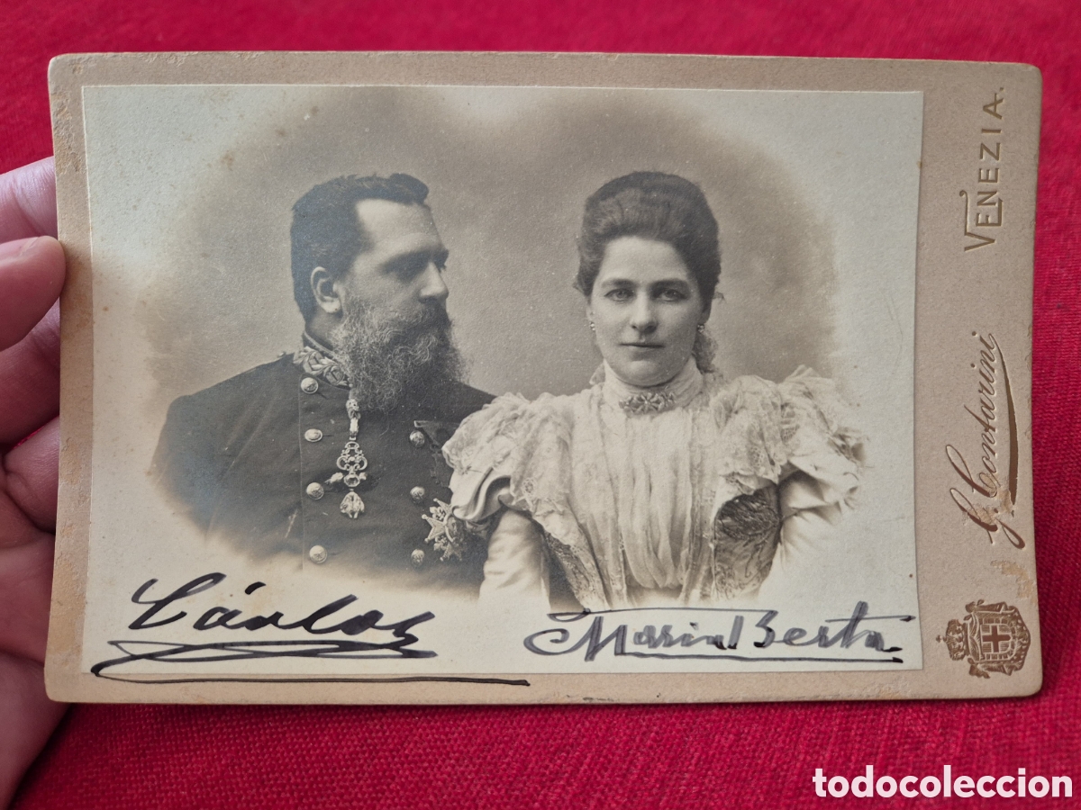 Fotograf&iacute;a antigua: EXCEPCIONAL FOTOGRAF&Iacute;A DEL REY CARLISTA CARLOS VII DE BORB&Oacute;N JUNTO A SU ESPOSA. CARLISMO.
