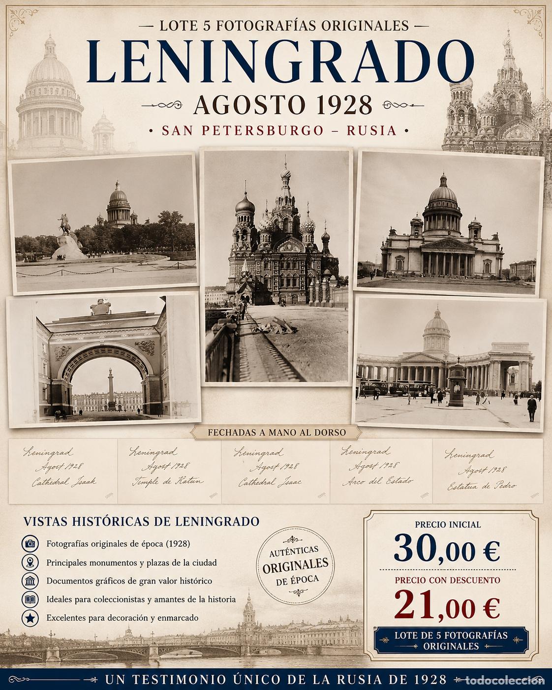 Fotograf&iacute;a antigua: LOTE 5 FOTOGRAF&Iacute;AS LENINGRADO 1928 | SAN PETERSBURGO | RUSIA ANTIGUA | ORIGINALES &Eacute;POCA