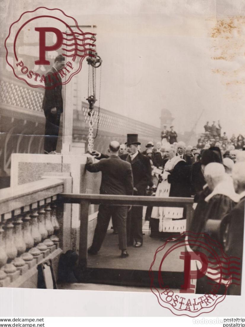 Fotografia antiga: THE KING IN GLASGOW MEMORIAL STONE GEORGE V BRIDGE CLYDE CRACK SEE SCAN 25*20CM Fonds Victor FORBIN