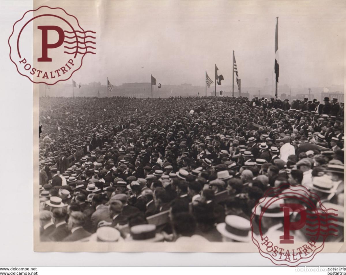 Fotografia antiga: 1921 GEORGE CARPENTIER JACK DEMPSEY FIGHT RICKARD STADIUM BOXING BOXEO DEMPSEY 25*20CM Fonds Victor