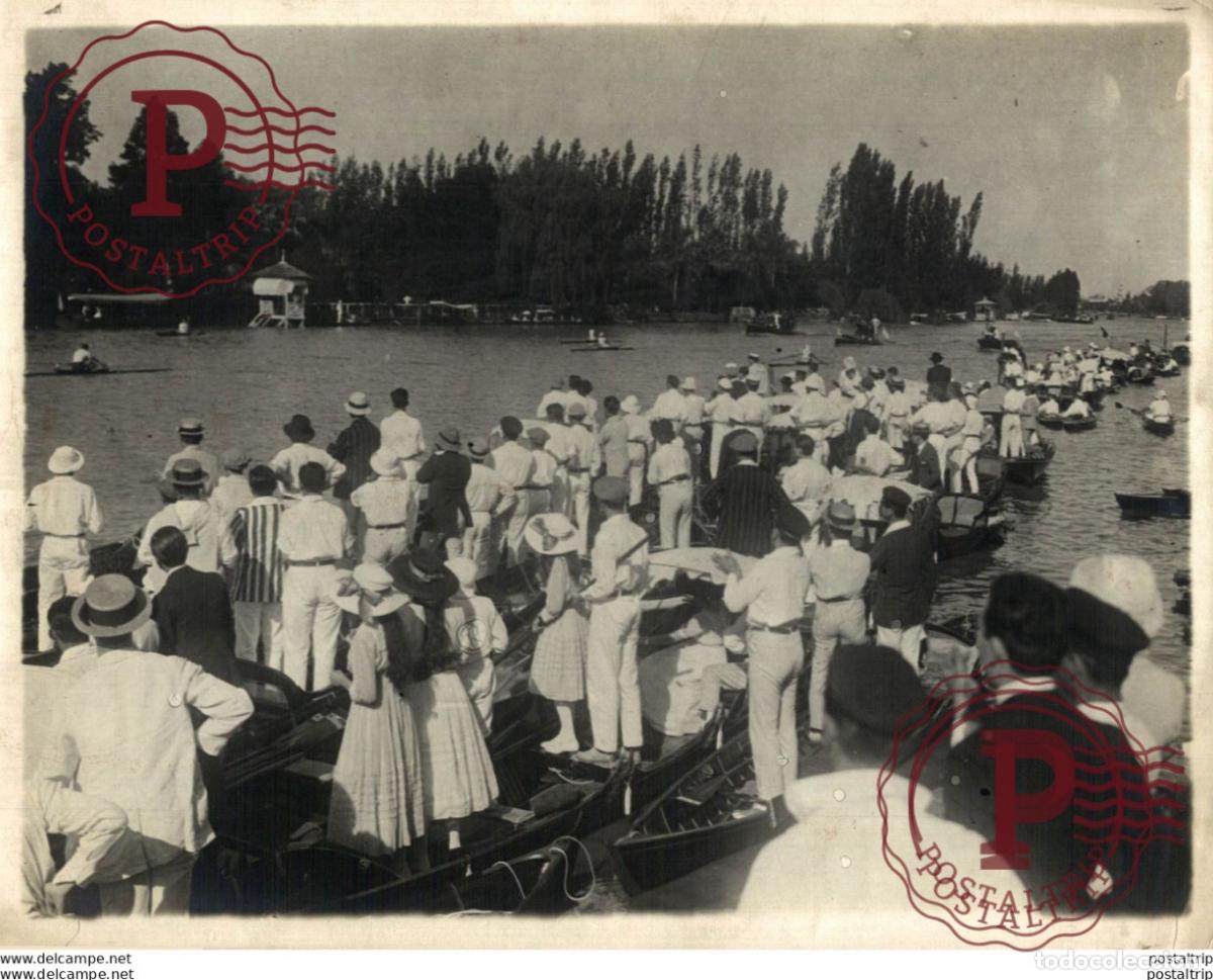 Alte Fotografie: ARGENTINA THE HENLEY RACES ON THE TIGRE RIO LUJAN 24*17CM Fonds Victor FORBIN 1864-1947