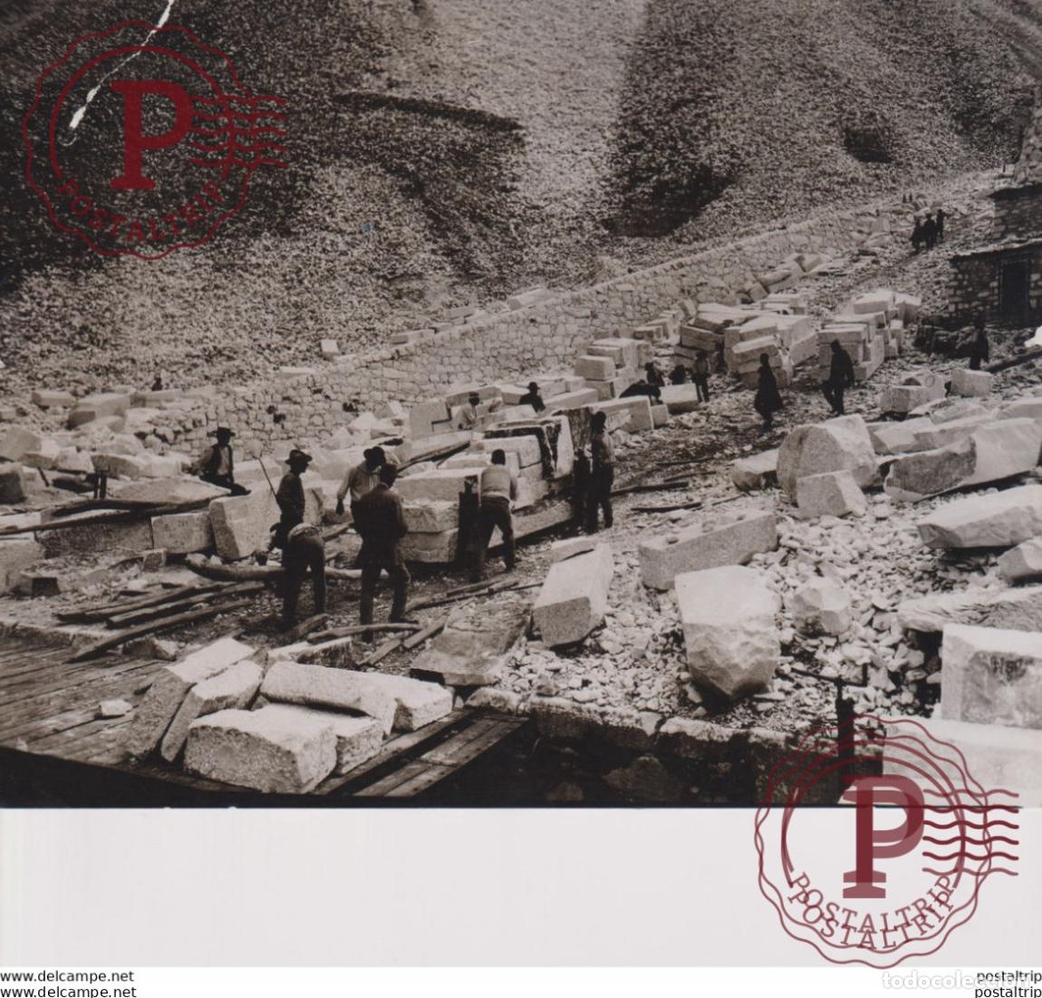 Alte Fotografie: TEAR LEFT UPPER CORNER CARRARA QUARRIES ITALY MARBLE MINE MINAS MINING STONE MINES 20*15CM Fonds Vic