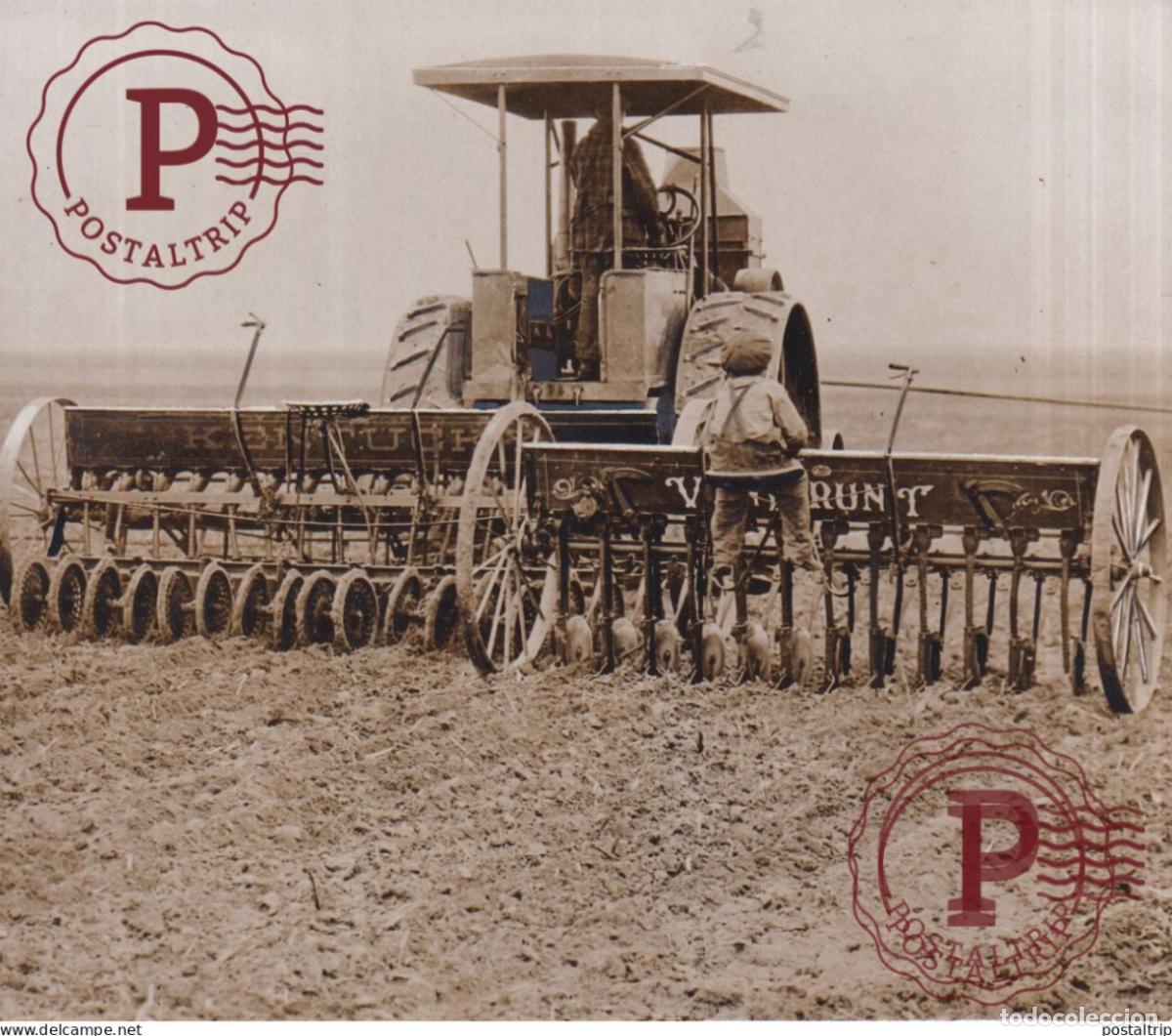 Alte Fotografie: RUMELY OIL PULL 1917 TRACTEUR TRACTOR AGRICULTURA 11*10CM