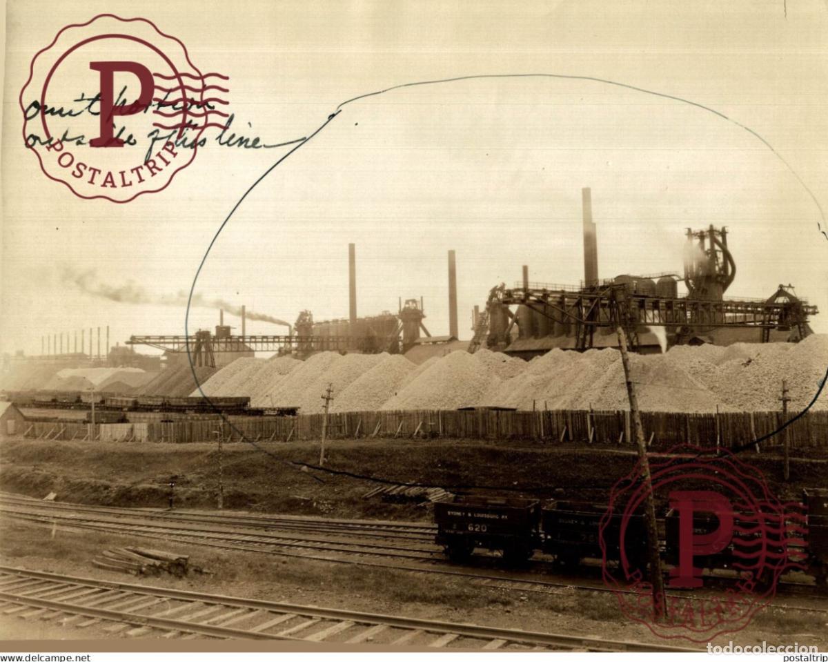 Fotograf&iacute;a antigua: BRITISH EMPIRE STEEL CORPORATION SYDNEY EAST VIEUW OF BLAST FURNACE PLANT CANADA 24*19CM INDUSTRI