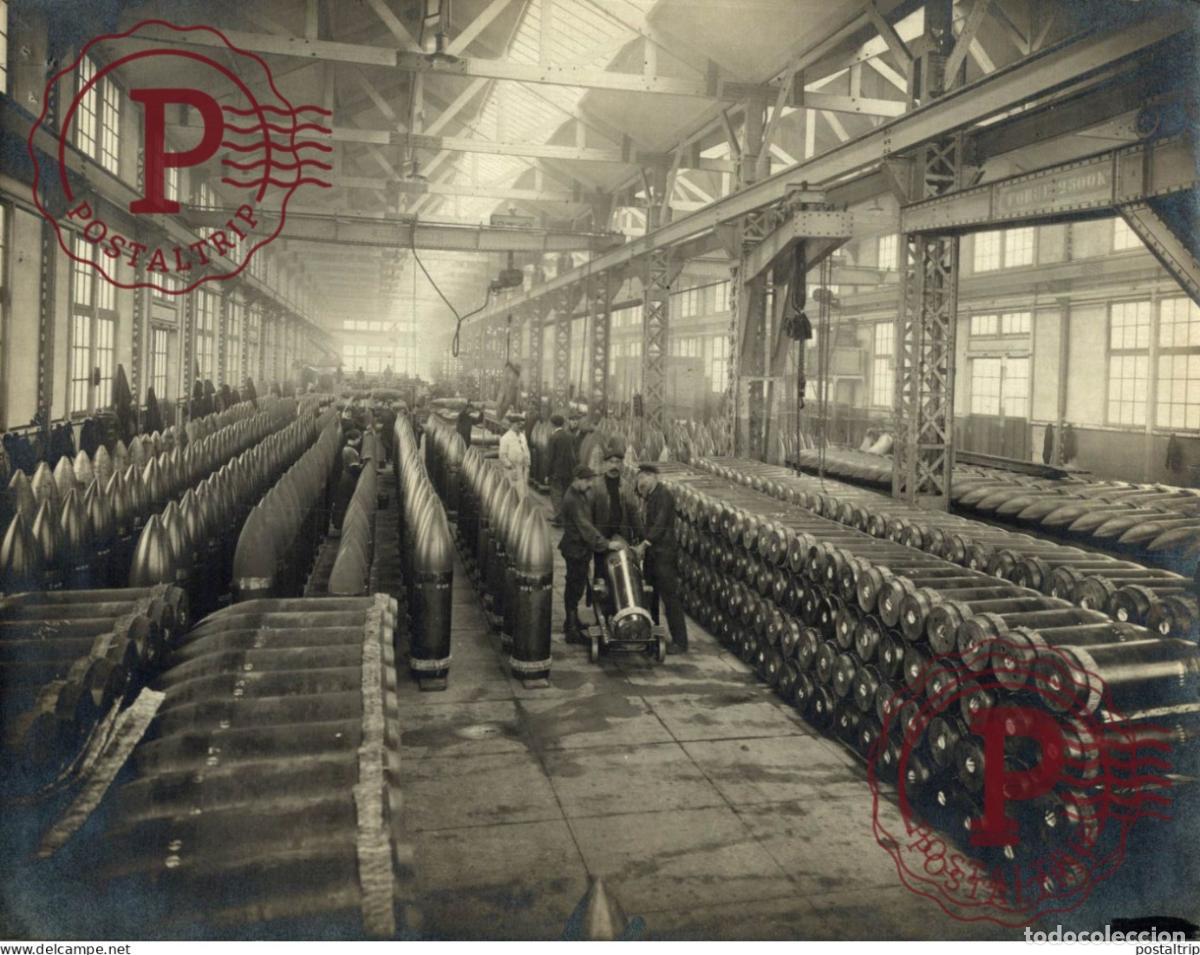 Fotograf&iacute;a antigua: USINE DU HOC ATELIER CHARGEMENT GROS PROJECTILES SEINE INFERIEURE FRANCE SCHNEIDER CIE 23*17CM INDUS