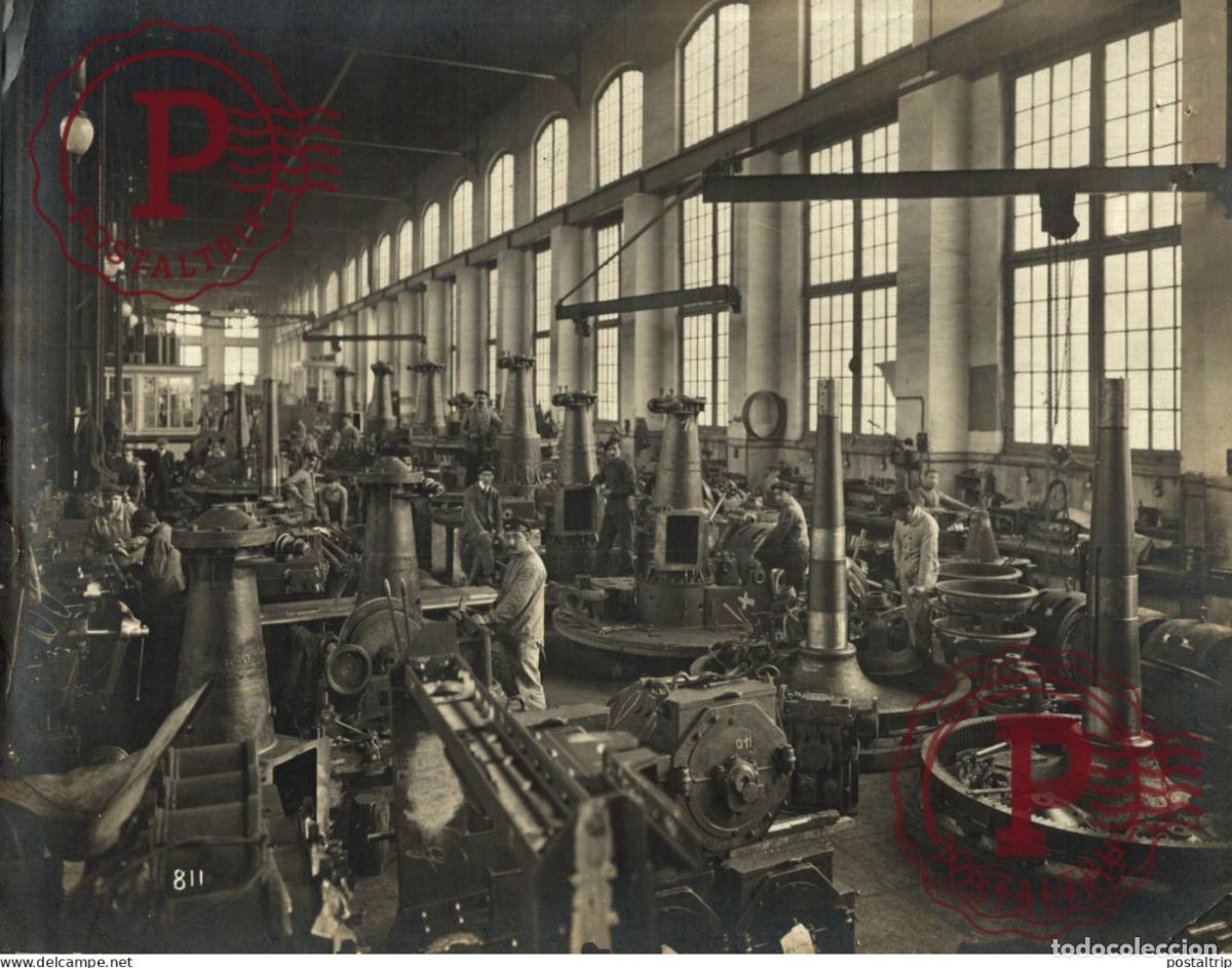 Fotograf&iacute;a antigua: USINE DE CHAMPAGNE SUR SEINE MONTAGE GRUES DE BORD SEINE MARNE FRANCE SCHNEIDER CIE 23*17CM INDUSTR