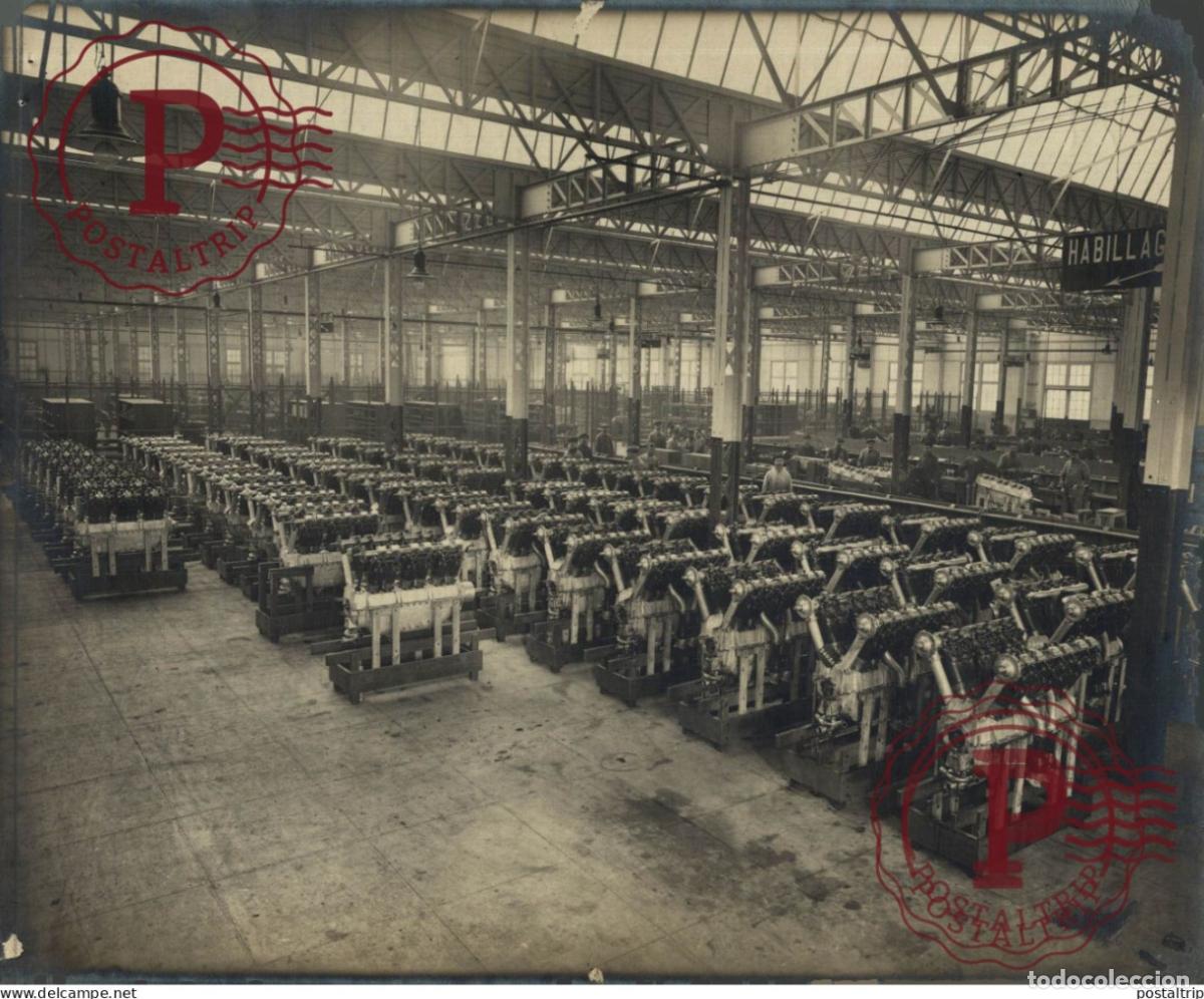 Fotograf&iacute;a antigua: USINE HARTFLEUR MONTAGE MOTEURS AVIONS SEINE INFERIEURE FRANCE SCHNEIDER CIE 23*18CM INDUSTRIE INDU