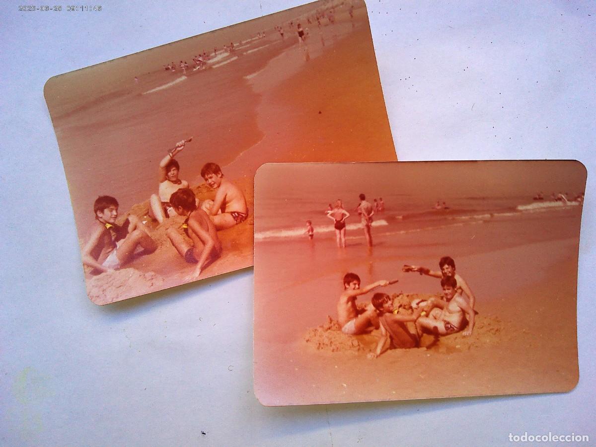 Fotograf&iacute;a antigua: LOTE DE 2 FOTOS DE NI&Ntilde;OS EN BA&Ntilde;ADOR EN LA PLAYA