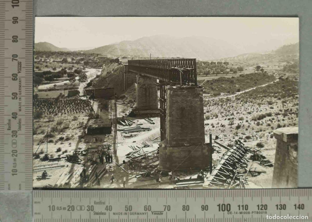 Fotograf&iacute;a antigua: FOTOGRAFIA. Reconstrucci&oacute;n del viaducto Matarra&ntilde;a IV l&iacute;nea de Zaragoza a Barcelona
