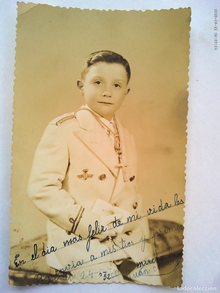 Fotograf&iacute;a antigua: PRECIOSA FOTO DE ESTUDIO DE NI&Ntilde;O DE PRIMERA COMUNION , CON ROKISKI . AGREDA , 1952