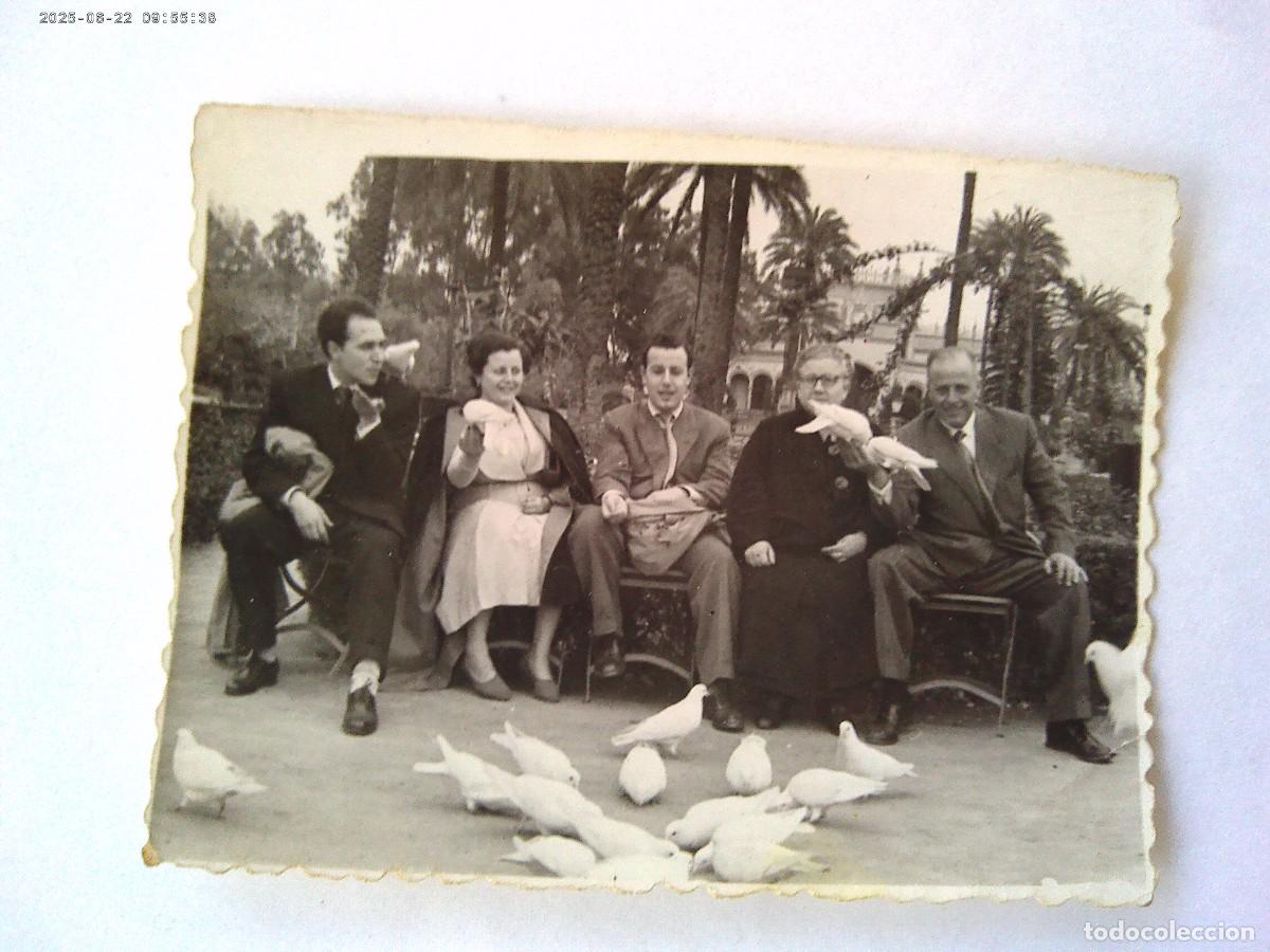 Fotograf&iacute;a antigua: MINUTERO DEL FOTOGRAFO DEL PARQUE DE MARIA LUISA: FAMILIA EN PLAZA DE LAS PALOMAS