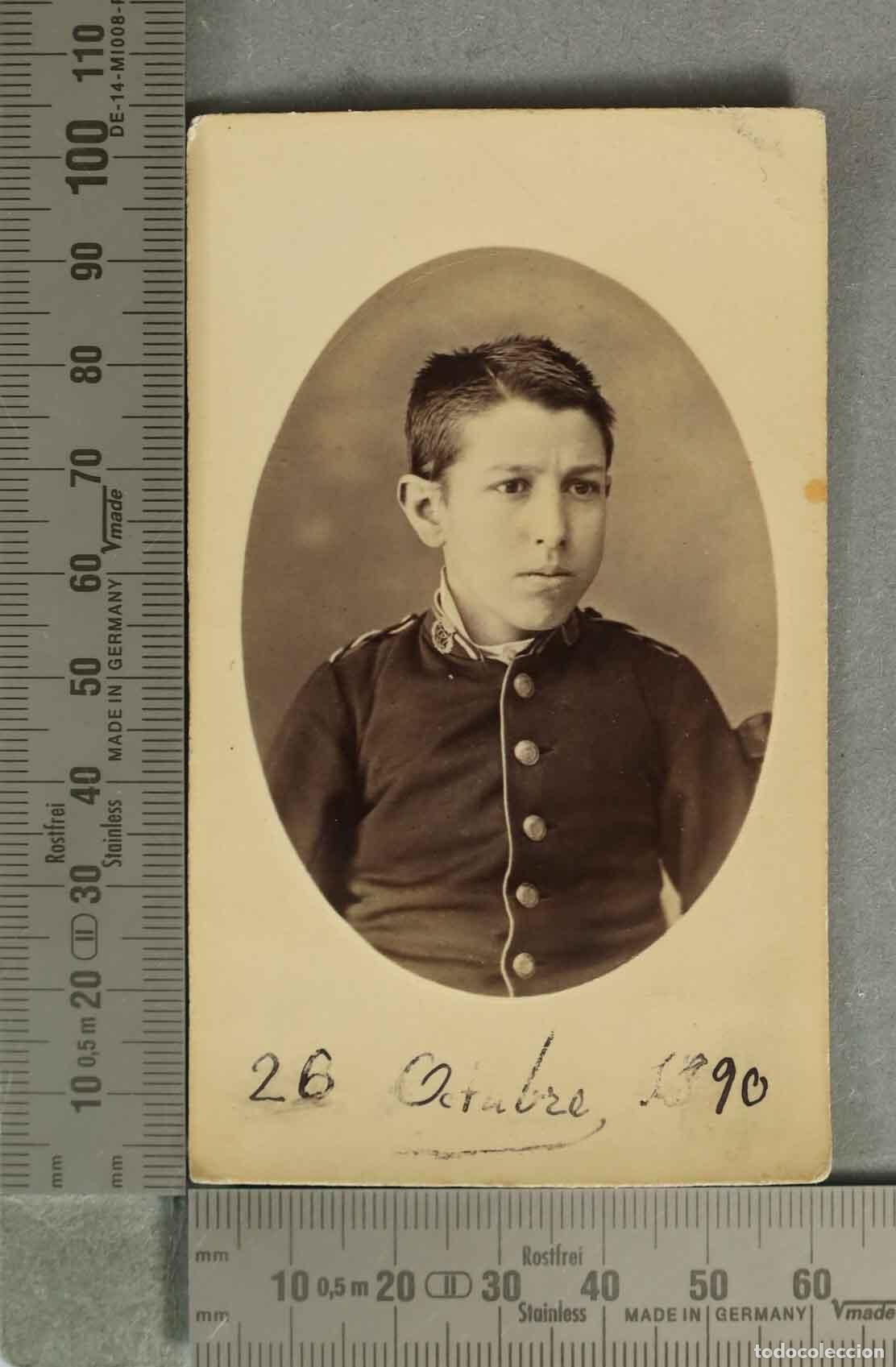 Fotograf&iacute;a antigua: CARTE DE VISITE. RETRATO NI&Ntilde;O CON UNIFORME MILITAR. 1890. COYNE. ZARAGOZA