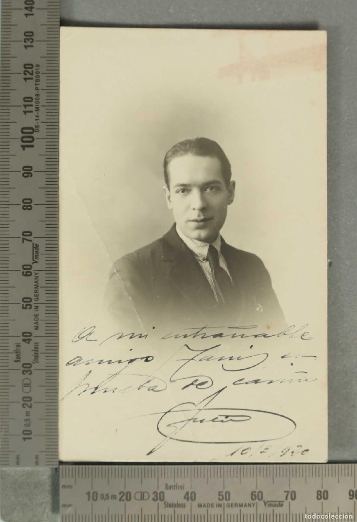 Fotograf&iacute;a antigua: FOTOGRAFIA POSTAL. RETRATO CABALLERO. DEDICADA 1920. FOTOGRAFIA RIOJA. MADRID