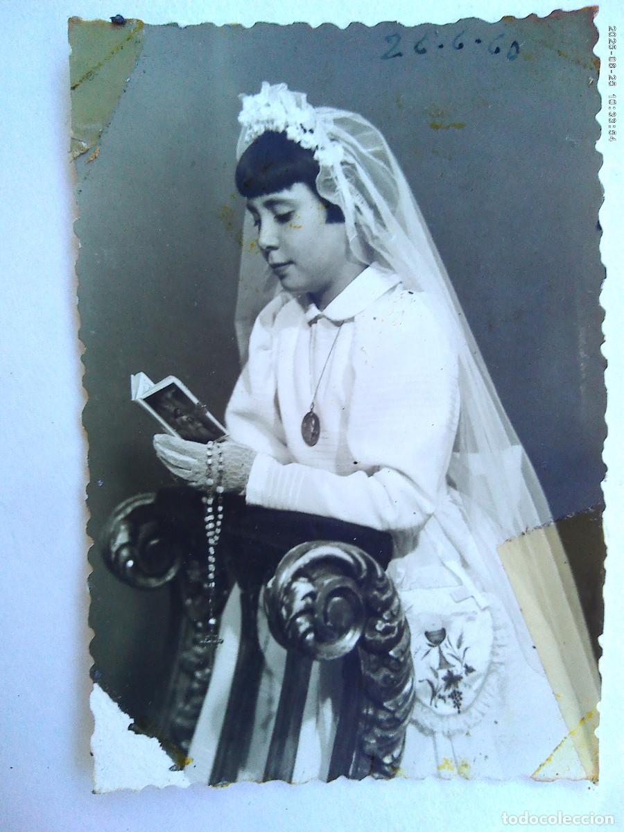 Alte Fotografie: PRECIOSA FOTO DE ESTUDIO DE NI&Ntilde;A DE PRIMERA COMUNION, 1960. DE ESCALERA HNOS., LLERENA