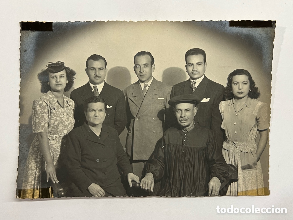 Fotograf&iacute;a antigua: EL GRAO Y Valencia. Fotograf&iacute;a familiar Costumbrista. El Patriarca con Bluson Negro (a.1947)